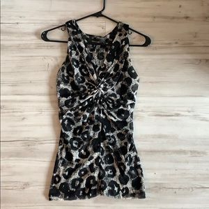 Black and grey leopard top